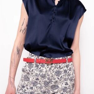 Pinko Red Belt with Gold Chain